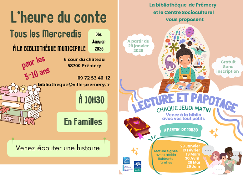 Affiche des animations proposées à la bibliothéque
